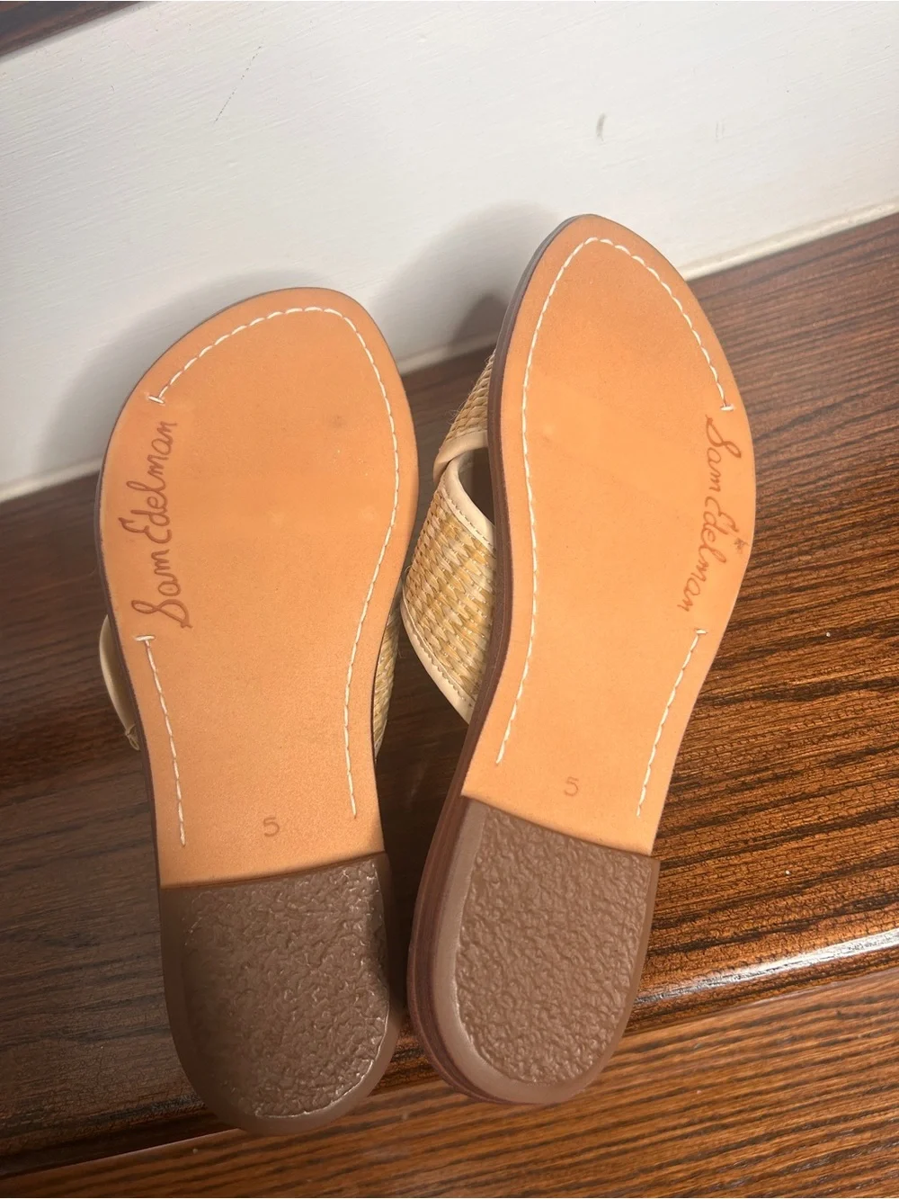 Sam Edelman Gracyn Woven Natural Crossband Slide Sandal with Gold Buckle, 5M - Picture 15 of 15